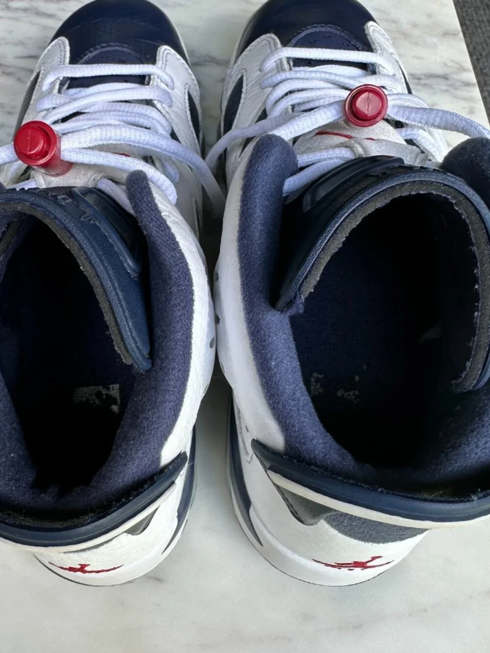 Nike Jordan 6 Retro Olympic High Top Sneakers White Navy Women Sz 8 Men Sz 6.5
